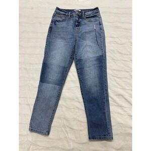 RSQ Womens Size 26 Blue Wash Denim Jeans Straight Leg Distressed Medium Wash